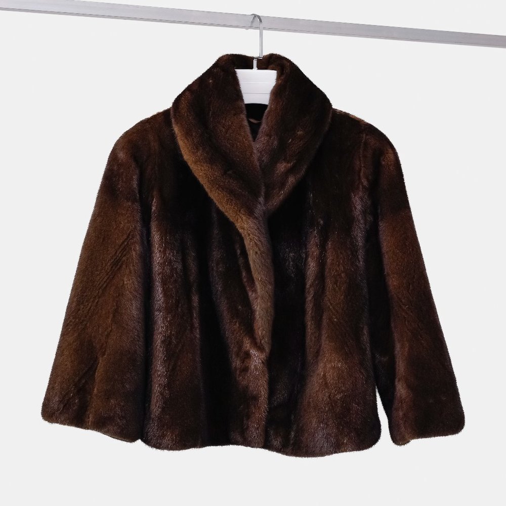 Shawl Collar Mink Fur Jacket - Picture 1 of 7
